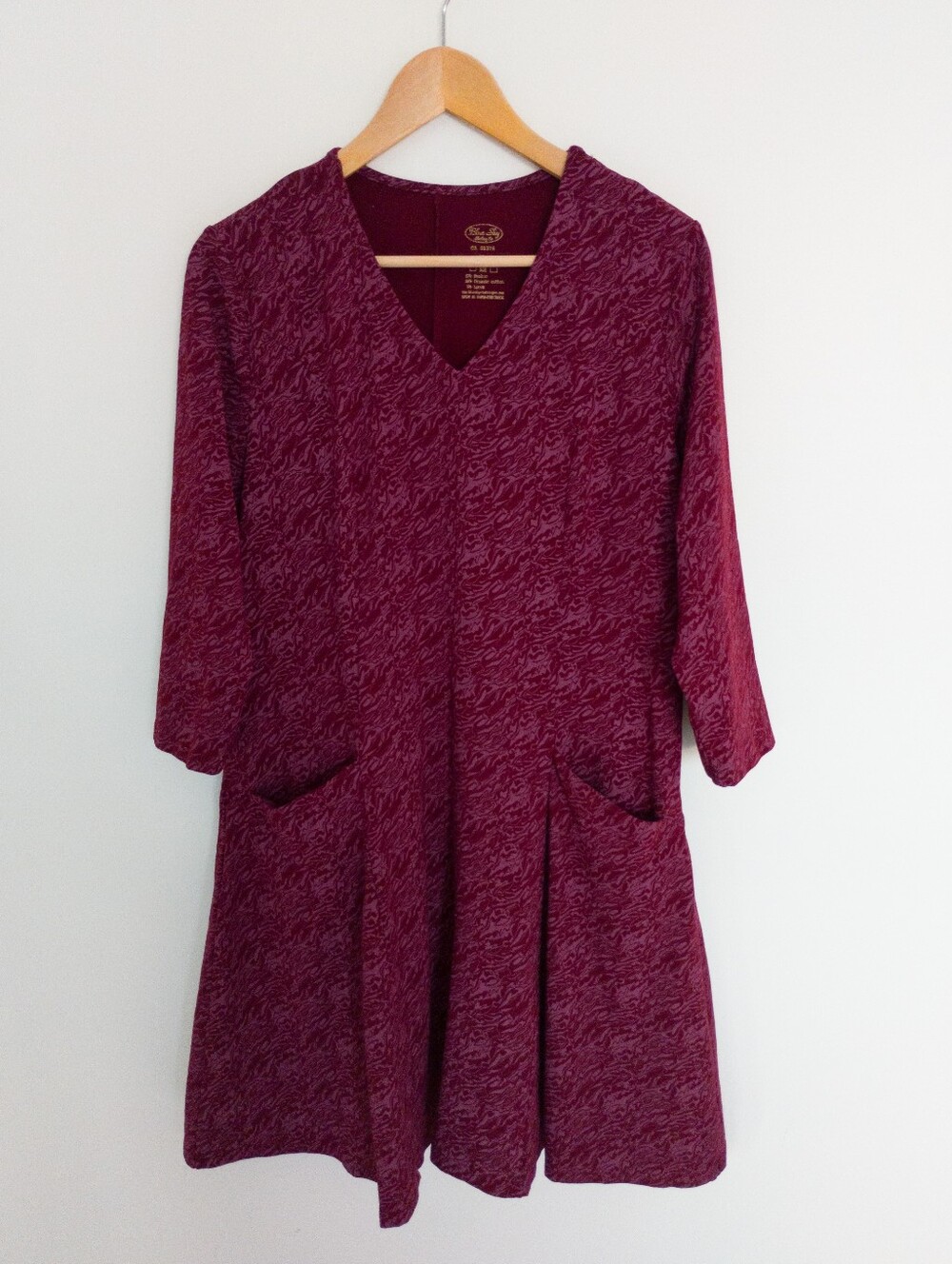 Blue Sky Clothing Bamboo Organic Cotton Wilma Tunic Dress Burgundy XL Pockets